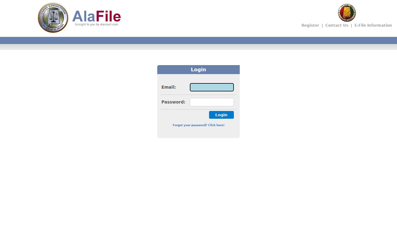 Sumter County case search distinction from AlaFile filing system