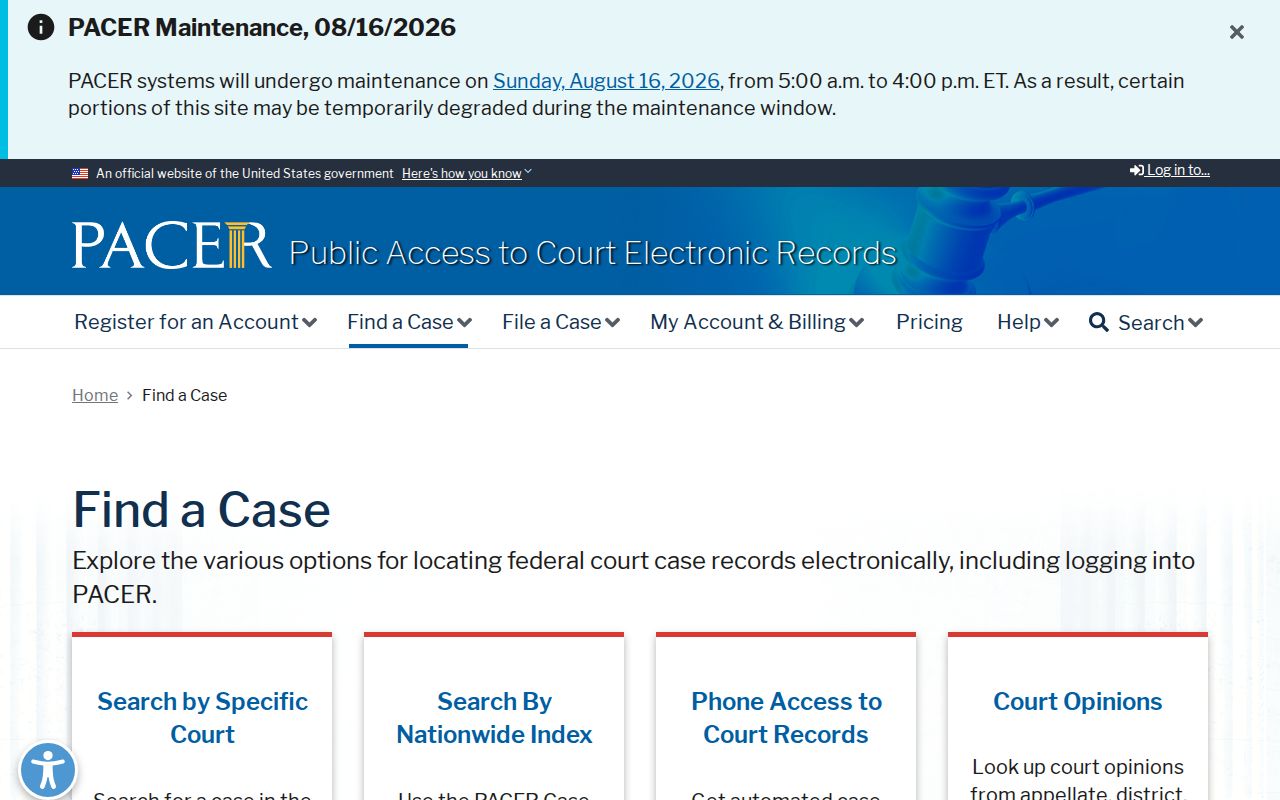 Geiger court docket boundary and official PACER federal Case Locator
