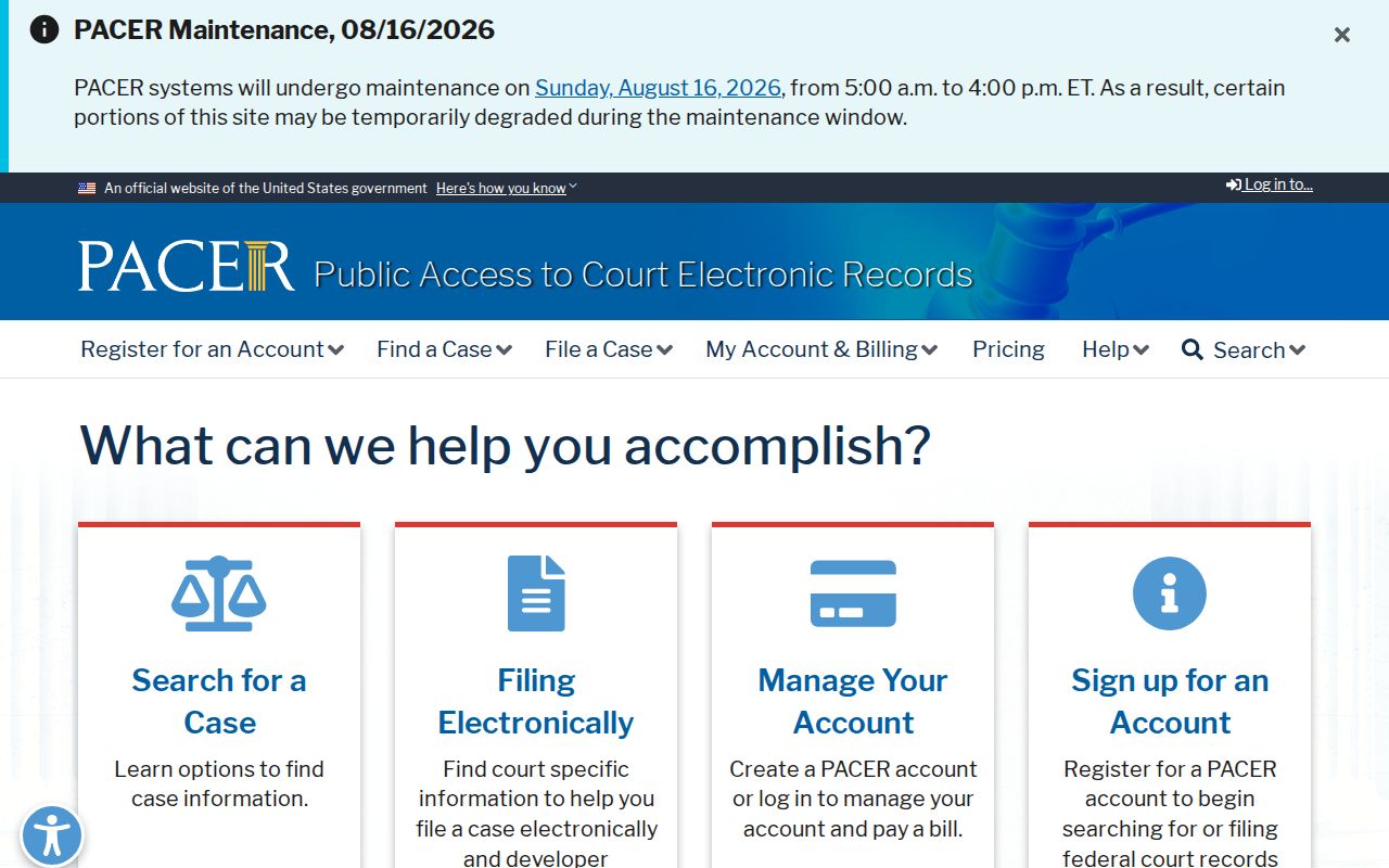 Gainesville court docket boundary and official PACER federal records service