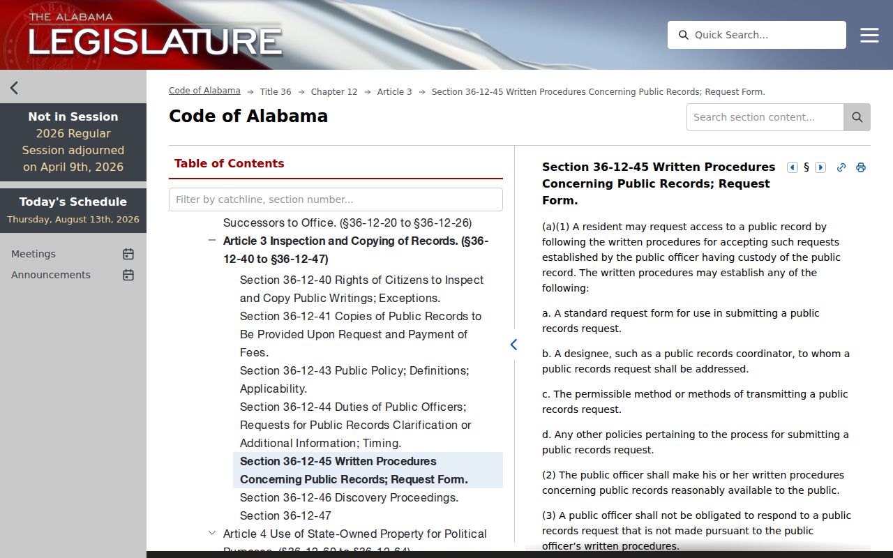 York court records access under Alabama public records statutes